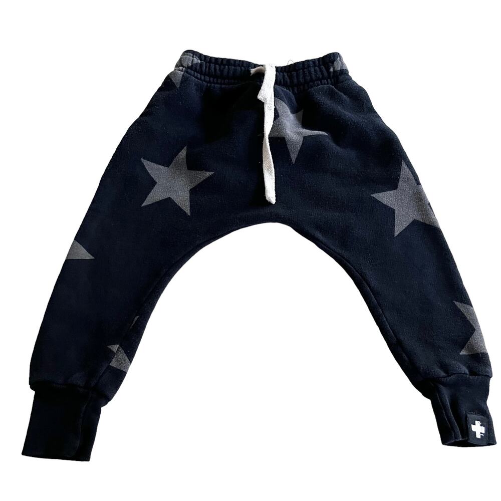 Nununu boys black star sweatpants size 6-12 m